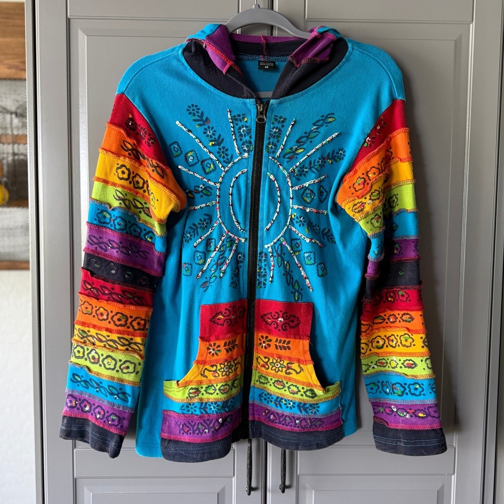 Rising International Boho Rainbow Patchwork Beade… - image 1